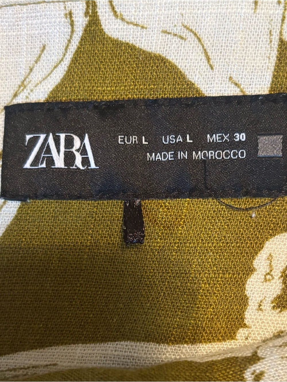 Zara Olive Floral Linen Blend Halter Twist Front Midi Dress L - Picture 7 of 12